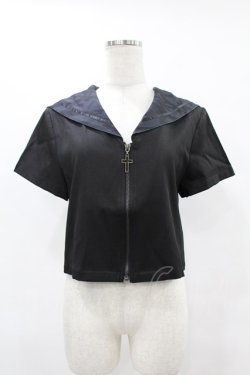 画像1: PUNK RAVE / Chinese Style Silk Fan black sailor collar girl uniform jacket M ブラック H-25-06-12-052-PU-TO-KB-ZH