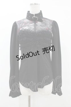 画像1: Qutie Frash / 異素材ハイネックトップス  黒 H-25-06-12-053-QU-TO-KB-ZH