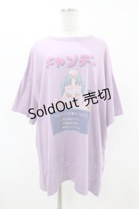 Candy Stripper / TOKIMEKI BIG Tシャツ  パープル H-25-06-12-055-PU-TO-KB-ZH