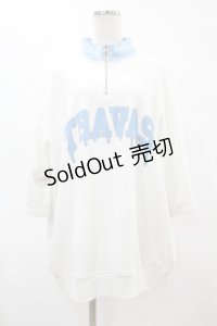 TRAVAS TOKYO / ハイネックZIPトップス  ホワイト×ライトブルー H-25-06-12-059-PU-TO-KB-ZH
