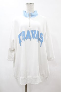 画像1: TRAVAS TOKYO / ハイネックZIPトップス  ホワイト×ライトブルー H-25-06-12-059-PU-TO-KB-ZH