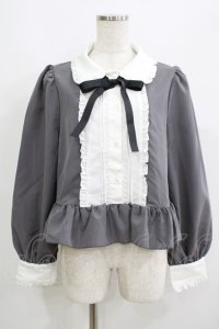 Cherirulu Chocola / MYリボンマルエリブラウス LL グレー H-25-06-12-1039-GO-BL-NS-ZH
