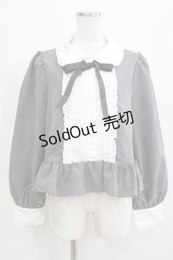 画像1: Cherirulu Chocola / MYリボンマルエリブラウス LL グレー H-25-06-12-1039-GO-BL-NS-ZH