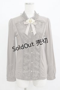 axes femme / リボンブローチ付きトップス M ベージュ H-25-06-12-1040-AX-TO-NS-ZH