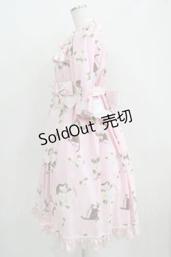 画像2: metamorphose / 【プラスサイズ】椿爛漫〜ねこのかくれんぼ〜 ワンピース プラスサイズ 撫子色 H-25-06-12-1001-ME-OP-NS-ZH