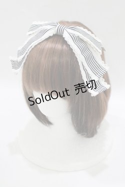 画像1: metamorphose / ストライプグログランリボンカチューシャ  オフ/ブラック H-25-06-12-1076-ME-AC-NS-ZH