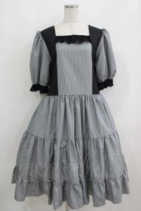 marcHenTica / ストライプワンピース 大きいサイズ グレー H-25-06-12-1012-LO-OP-NS-ZH
