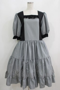 画像1: marcHenTica / ストライプワンピース 大きいサイズ グレー H-25-06-12-1012-LO-OP-NS-ZH