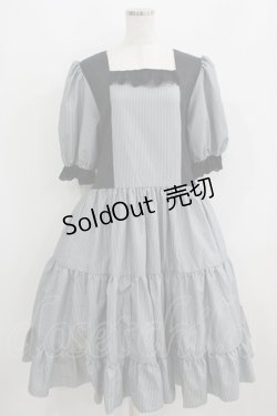 画像1: marcHenTica / ストライプワンピース 大きいサイズ グレー H-25-06-12-1012-LO-OP-NS-ZH