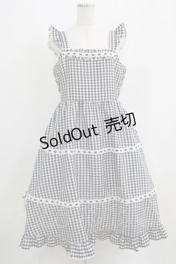 画像1: Cherirulu Chocola / ギンガムチェックジャンパースカート LL ブラック H-25-06-12-1013-GO-OP-NS-ZH