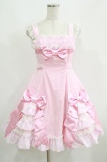 画像1: Angelic Pretty / リボンデコレーションジャンパースカート Free ピンク H-25-06-12-1002-AP-OP-NS-ZH (1)