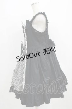 画像2: Lovely MAXICIMAM / アラモードなメイドさんのストライプキャンディージャンバースカート 大きいサイズ ブラック/ストライプ H-25-06-12-1016-GO-OP-NS-ZH