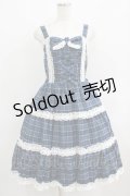 axes femme kawaii / タータンチェックジャンスカ M ブルー H-25-06-12-1017-AX-OP-NS-ZH