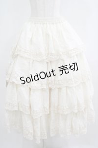 Miss Point（海外ロリータブランド） / 森林円舞曲四段レース スカート L 生成り H-25-06-12-1022-EL-SK-NS-ZH
