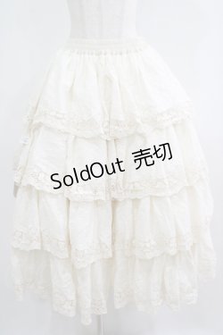 画像1: Miss Point（海外ロリータブランド） / 森林円舞曲四段レース スカート L 生成り H-25-06-12-1022-EL-SK-NS-ZH