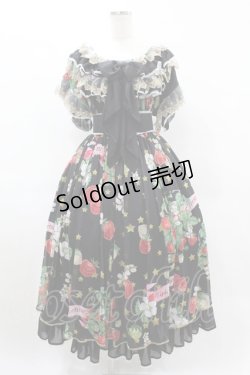 画像1: Triple fortune / スターストロベリーワンピース  ブラック H-25-06-12-012-EL-OP-KB-ZH