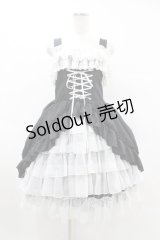ATELIER PIERROT / Bustle Corsetジャンパースカート【Plus size】 2 ブラック×ホワイト H-25-06-12-013-EL-OP-KB-ZH