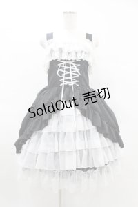 ATELIER PIERROT / Bustle Corsetジャンパースカート【Plus size】 2 ブラック×ホワイト H-25-06-12-013-EL-OP-KB-ZH