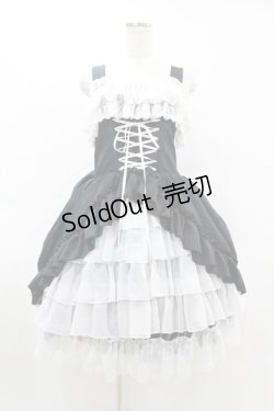 画像1: ATELIER PIERROT / Bustle Corsetジャンパースカート【Plus size】 2 ブラック×ホワイト H-25-06-12-013-EL-OP-KB-ZH
