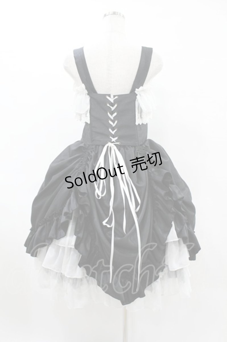 画像2: ATELIER PIERROT / Bustle Corsetジャンパースカート【Plus size】 2 ブラック×ホワイト H-25-06-12-013-EL-OP-KB-ZH (2)