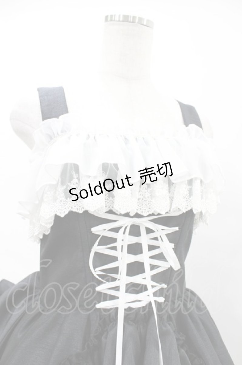 画像4: ATELIER PIERROT / Bustle Corsetジャンパースカート【Plus size】 2 ブラック×ホワイト H-25-06-12-013-EL-OP-KB-ZH (4)