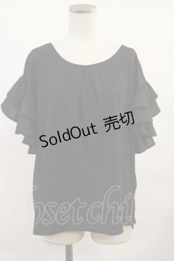 画像1: axes femme / 素材切替フリルプルオーバー M ブラック H-25-06-13-033-AX-TO-NS-ZH