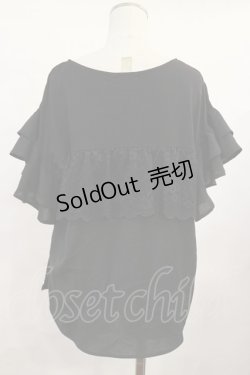 画像2: axes femme / 素材切替フリルプルオーバー M ブラック H-25-06-13-033-AX-TO-NS-ZH