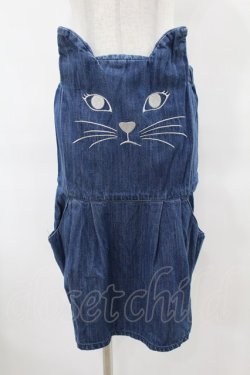 画像1: Candy Stripper / CAT DENIM SALOPETTE SKIRT 1(S) ブルー H-25-06-13-1040-PU-OP-KB-ZH