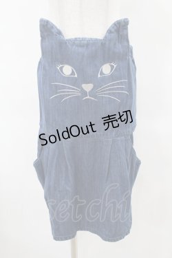 画像1: Candy Stripper / CAT DENIM SALOPETTE SKIRT 1(S) ブルー H-25-06-13-1040-PU-OP-KB-ZH