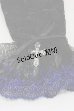 画像2: Moi-meme-Moitie / タイニーローズレース手袋  ブラック×ブルー H-25-06-13-1007-MO-ZA-KB-ZH