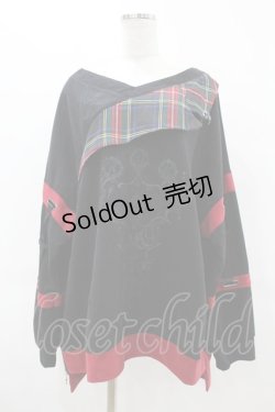 画像1: Ozz conte / 切替プルオーバー  黒×赤 H-25-06-13-1051-OO-TO-KB-ZT405