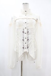 OZZ ANGELO / レイヤード風切替シアーブラウス  アイボリー H-25-06-13-1017-OO-BL-KB-ZH