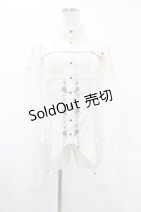 OZZ ANGELO / レイヤード風切替シアーブラウス  アイボリー H-25-06-13-1017-OO-BL-KB-ZH