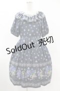 Leur Getter / Elegant Flower袖付きワンピース L(トールサイズ) ネイビー H-25-06-13-1025-LU-OP-KB-ZH