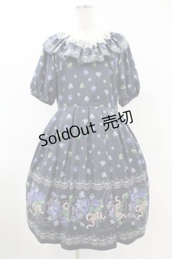 画像1: Leur Getter / Elegant Flower袖付きワンピース L(トールサイズ) ネイビー H-25-06-13-1025-LU-OP-KB-ZH