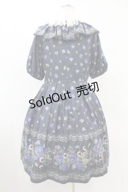 画像2: Leur Getter / Elegant Flower袖付きワンピース L(トールサイズ) ネイビー H-25-06-13-1025-LU-OP-KB-ZH