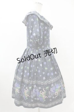 画像3: Leur Getter / Elegant Flower袖付きワンピース L(トールサイズ) ネイビー H-25-06-13-1025-LU-OP-KB-ZH