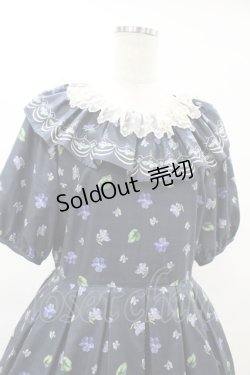 画像4: Leur Getter / Elegant Flower袖付きワンピース L(トールサイズ) ネイビー H-25-06-13-1025-LU-OP-KB-ZH