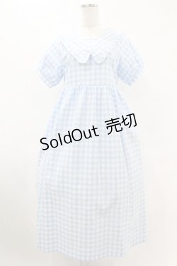 画像1: merry jenny / flowerギンガムワンピース  サックス H-25-06-13-1027-LO-OP-KB-ZH