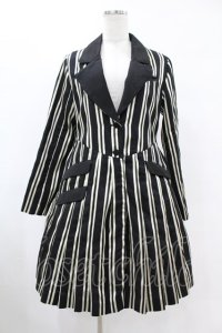 Candy Stripper / OLYMPIAN STRIPE PLEATS ONE-PIECE 1(S) BLACK×OFF WHITE H-25-06-13-1028-PU-OP-KB-ZT419