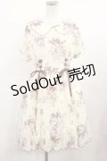 axes femme POETIQUE / 花柄スカラップ襟半袖ワンピース M アイボリー H-25-06-13-012-AX-OP-NS-ZH
