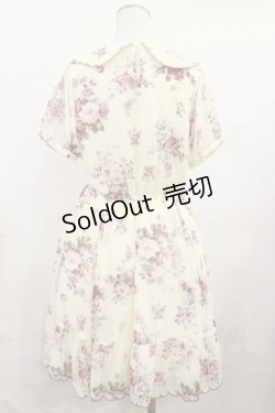 画像2: axes femme POETIQUE / 花柄スカラップ襟半袖ワンピース M アイボリー H-25-06-13-012-AX-OP-NS-ZH