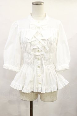 画像1: metamorphose / スタンドカラーシャーリングブラウス サイズ1（通常サイズ） ホワイト H-25-06-13-025-ME-BL-NS-ZH