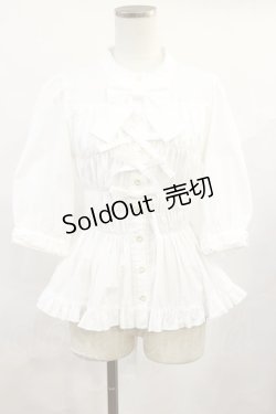 画像1: metamorphose / スタンドカラーシャーリングブラウス サイズ1（通常サイズ） ホワイト H-25-06-13-025-ME-BL-NS-ZH