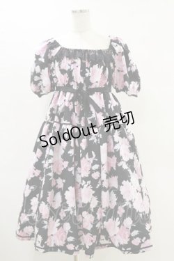 画像1: Enchantlic Enchantilly / ノスタルジアローズワンピース Free 黒×薄紅薔薇 H-25-06-14-1065-LO-OP-NS-ZH