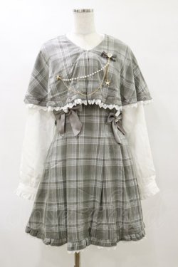 画像1: PuppetBombs / 探偵チェックワンピースセット L グレー H-25-06-14-1077-LO-OP-NS-ZH