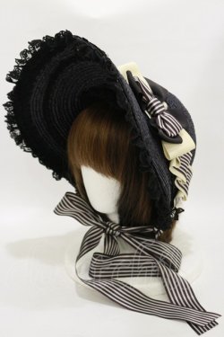 画像1: Enchantlic Enchantilly / 麦わらボンネット  ブラック H-25-06-14-1029-LO-AC-NS-ZH