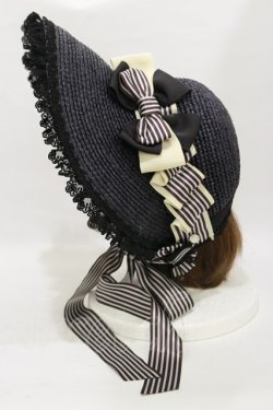 画像2: Enchantlic Enchantilly / 麦わらボンネット  ブラック H-25-06-14-1029-LO-AC-NS-ZH
