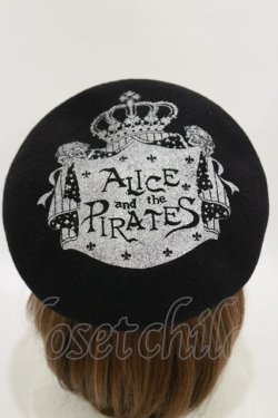 画像1: ALICE and the PIRATES / A/Pクラウンプリントベレー帽  ブラック/シルバー H-25-06-14-1035-PA-AC-NS-ZH