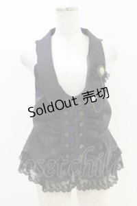 axes femme / 裾レースベスト M ブラック H-25-06-14-1042-AX-TO-NS-ZH